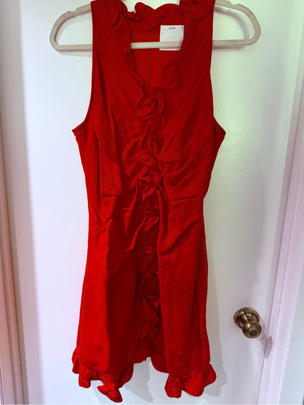 C/MEO Collective linen cotton Red Ruffle Mini Dress